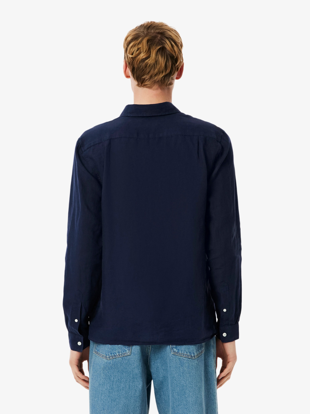 LACOSTE Regular Fit Linen Shirt Midnight Blue
