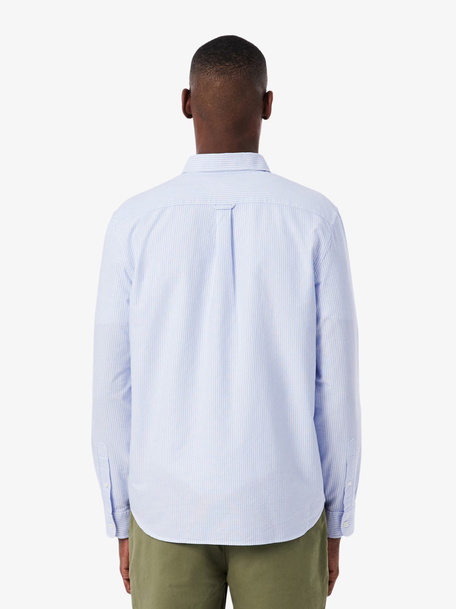LACOSTE Regular Fit Striped Oxford Shirt Blue/White