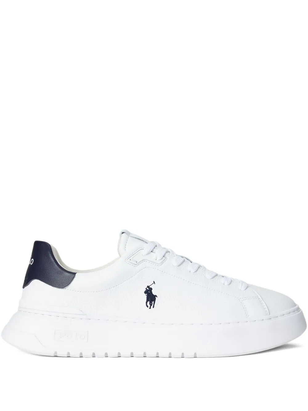 RALPH LAUREN RLite Court Tumbled Leather Sneakers White/Navy