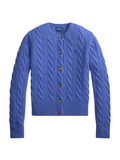 RALPH LAUREN WOMEN Cable-knit Wool Cashmere Cardigan Dockside Blue Heather