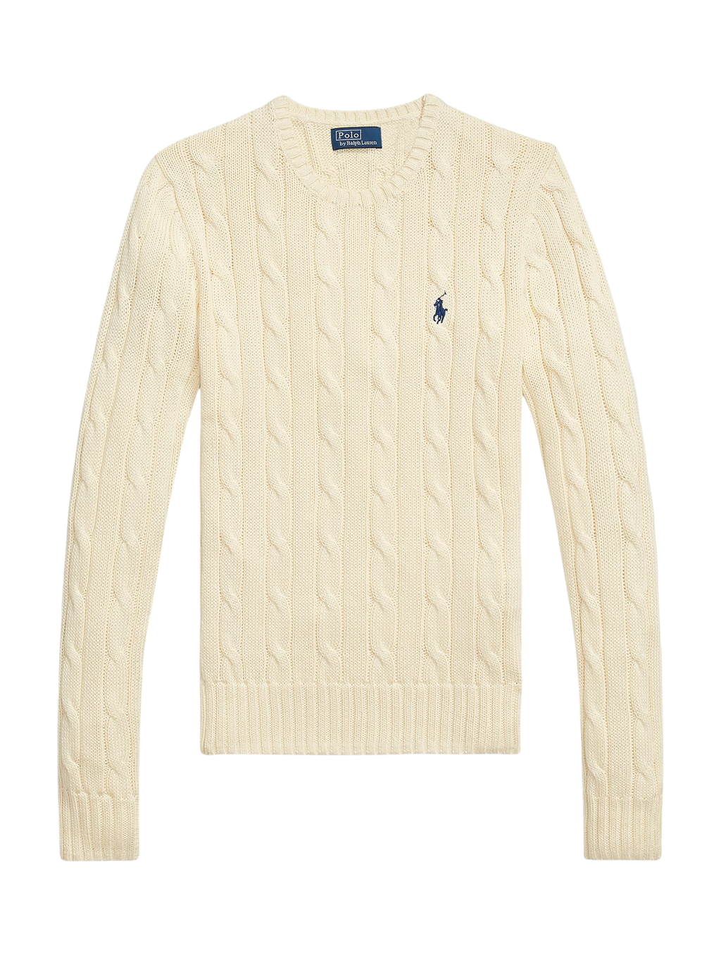 RALPH LAUREN WOMEN Cable-Knit Cotton Crewneck Jumper Cream