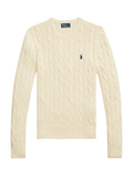 RALPH LAUREN WOMEN Cable-Knit Cotton Crewneck Jumper Cream