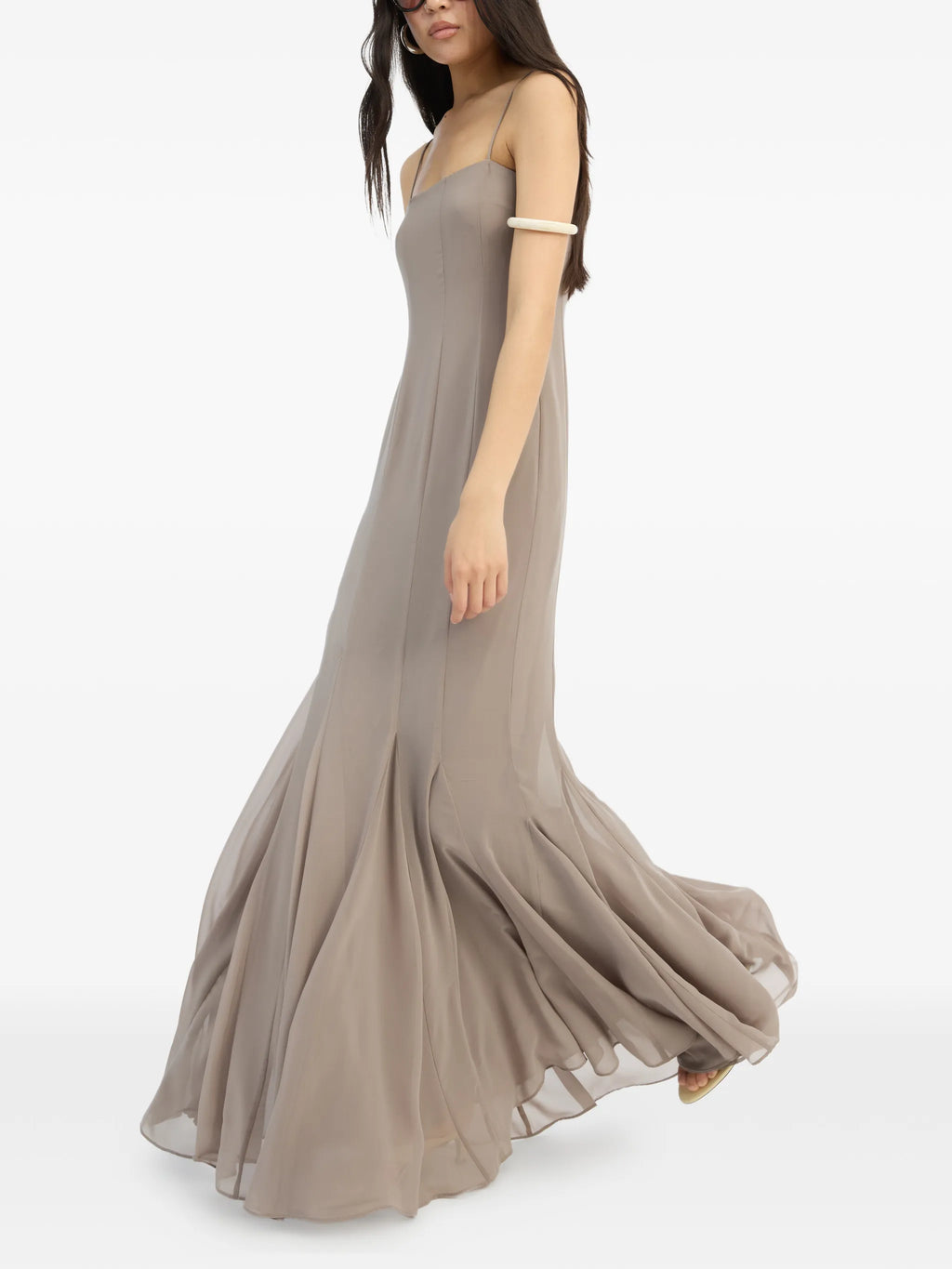 ROTATE BIRGER CHRISTENSEN WOMEN Chiffon Maxi Strap Dress Taupe