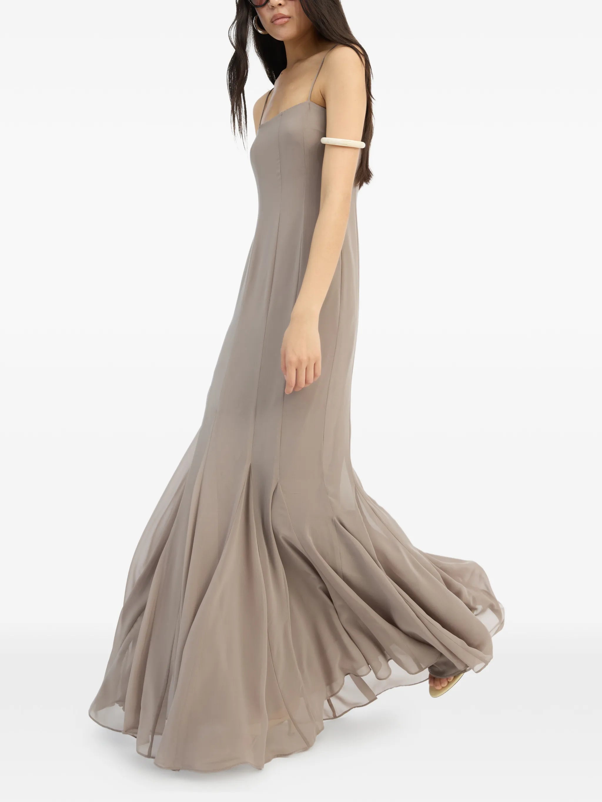 ROTATE BIRGER CHRISTENSEN WOMEN Chiffon Maxi Strap Dress Taupe