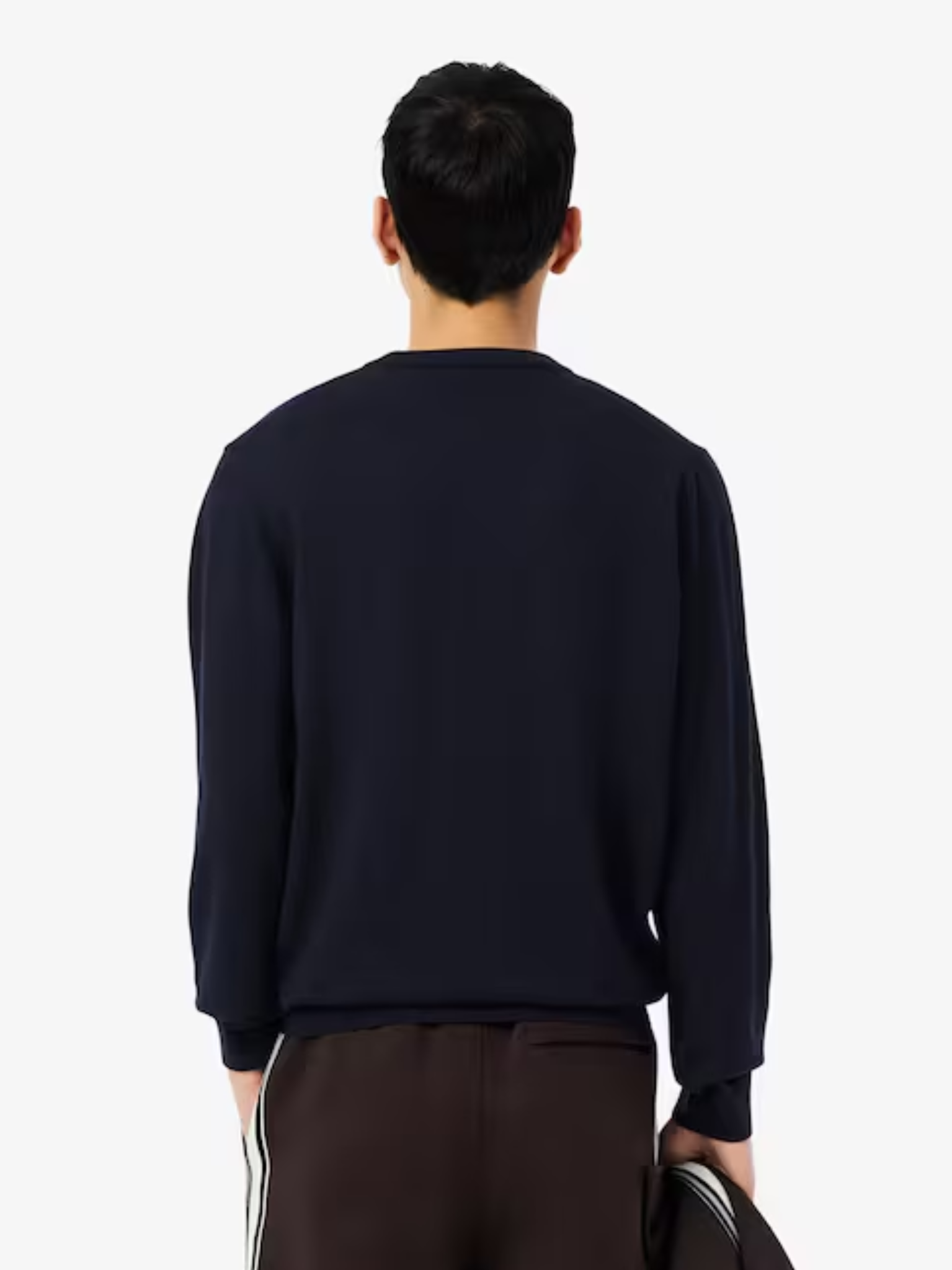 LACOSTE Merino Wool Monochrome V Neck Sweater Midnight Blue