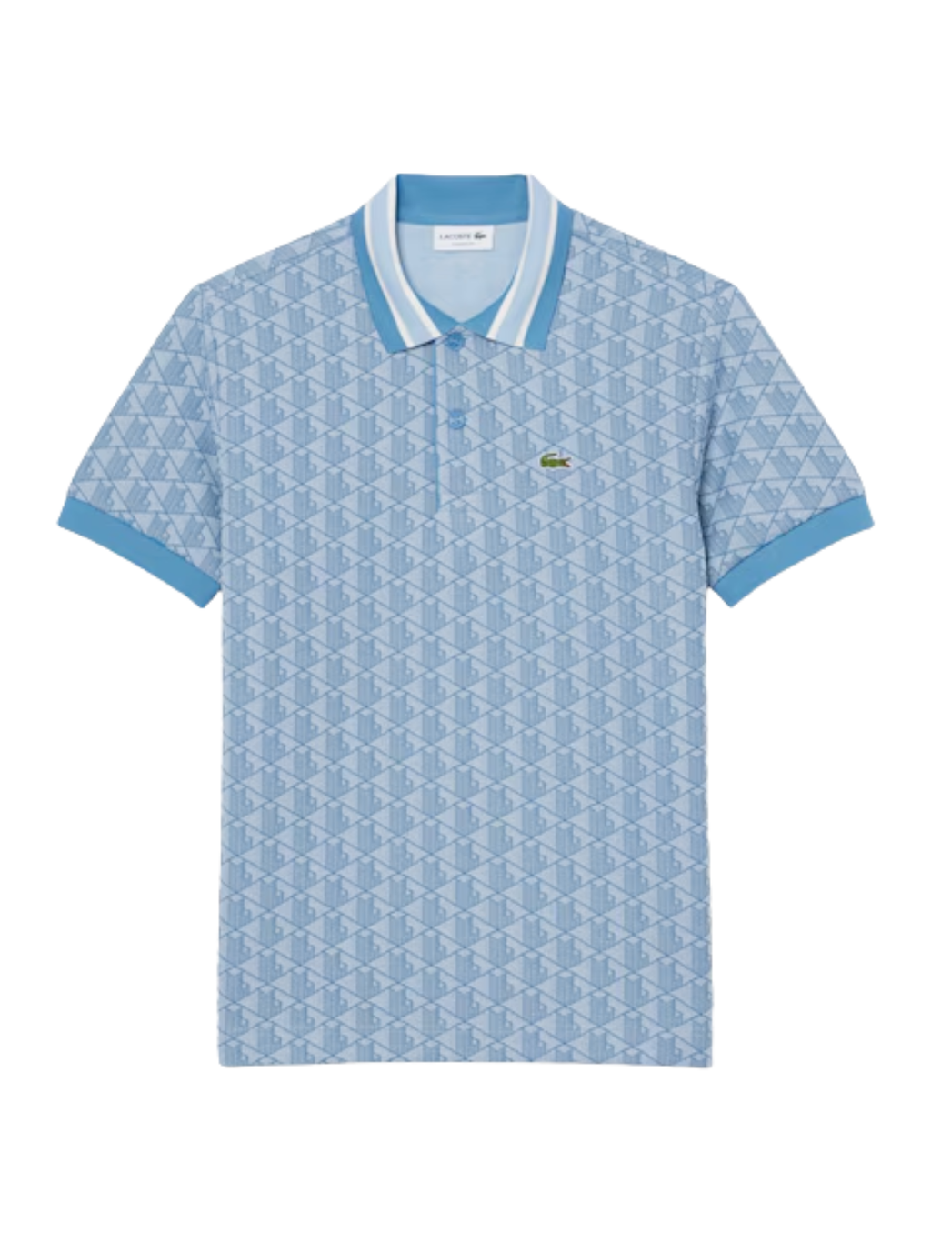 LACOSTE Classic Fit Monogram Jacquard Polo Shirt Blue