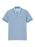 LACOSTE Classic Fit Monogram Jacquard Polo Shirt Blue