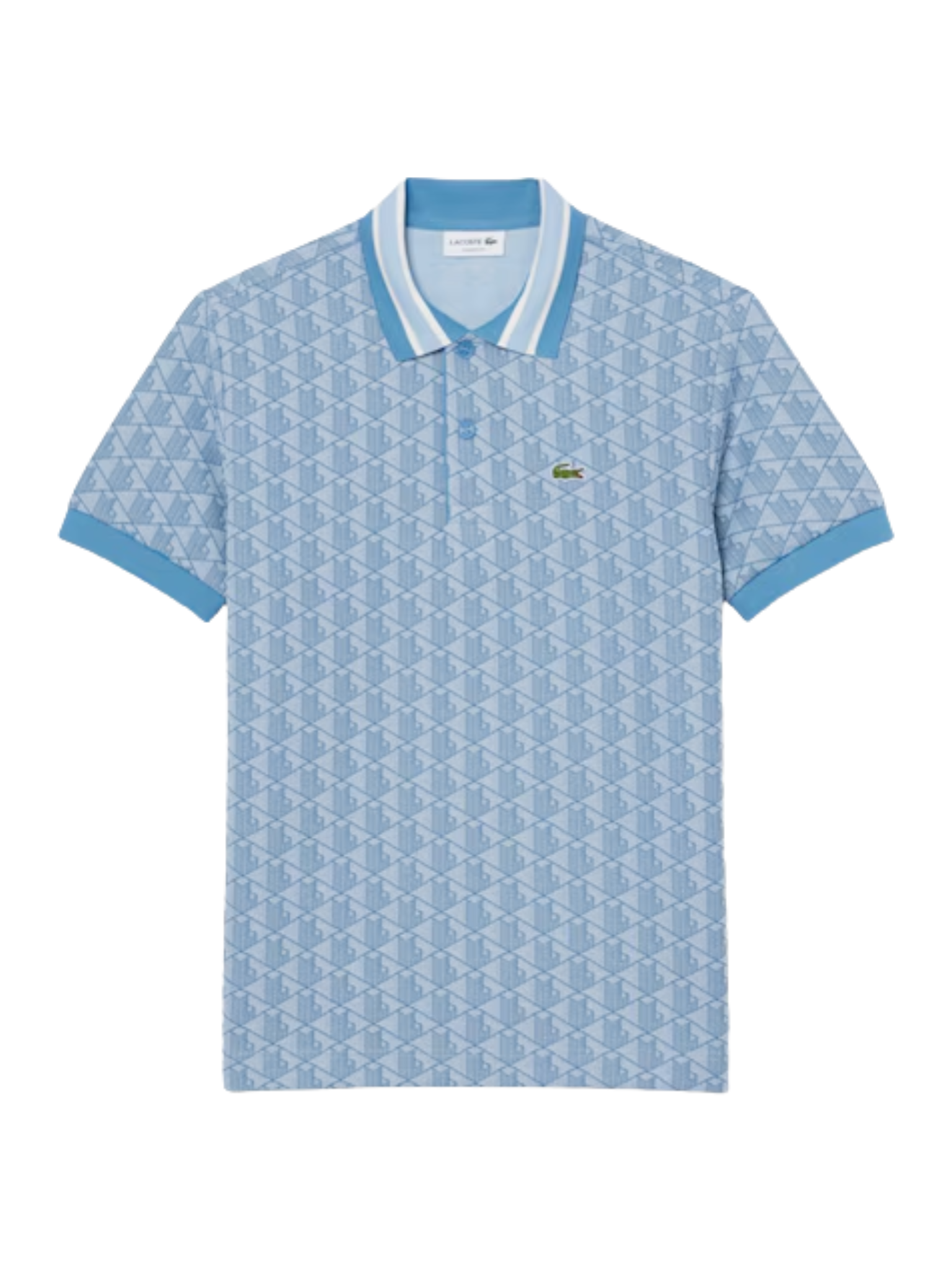 LACOSTE Classic Fit Monogram Jacquard Polo Shirt Blue