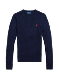RALPH LAUREN WOMEN Cable-Knit Cotton V-Neck Jumper Hunter Navy