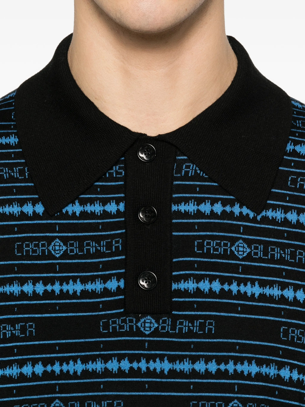 CASABLANCA Sound Wave Polo Shirt Black/Blue
