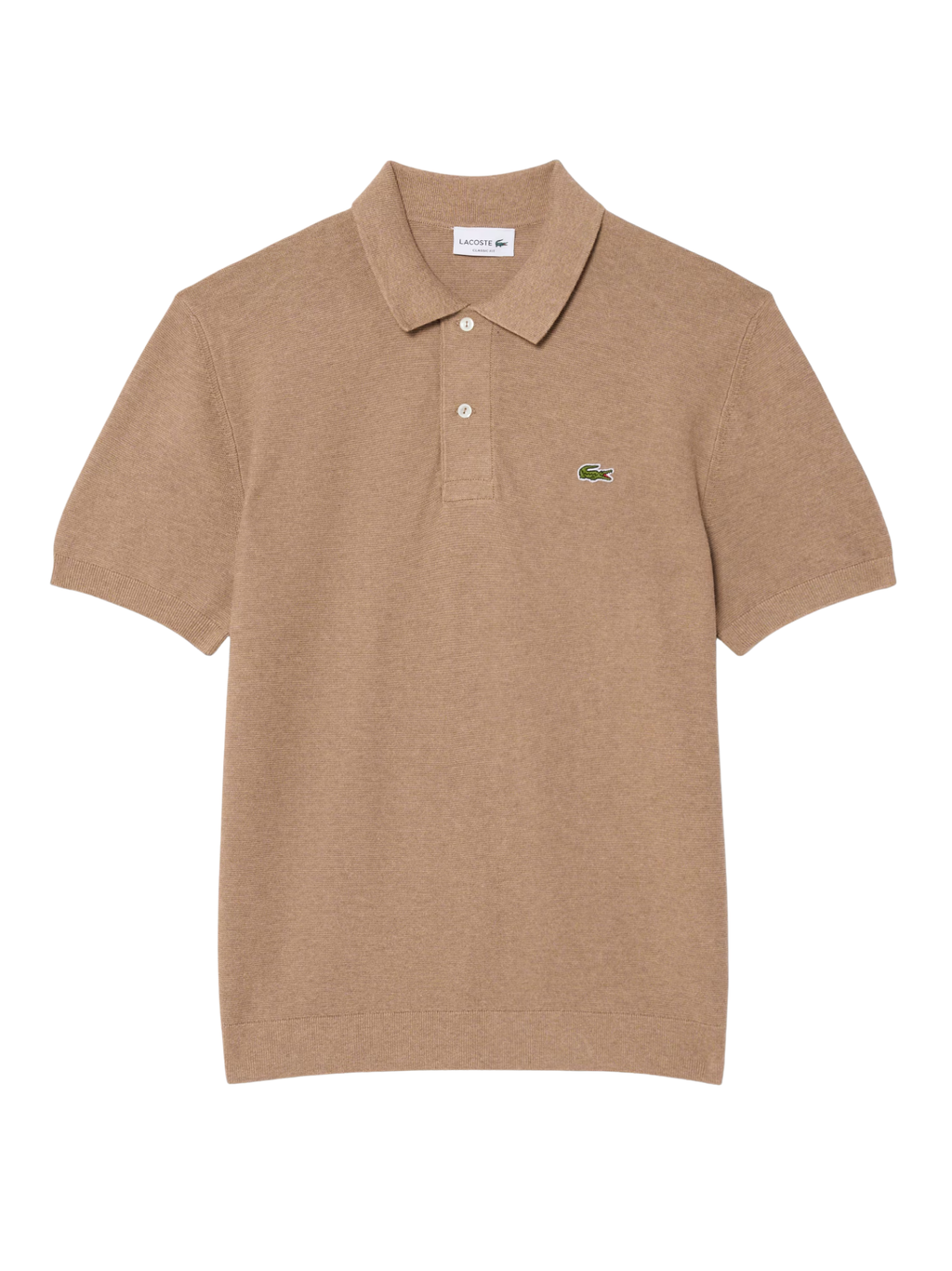 LACOSTE Classic Fit Knitted Polo Shirt Beige