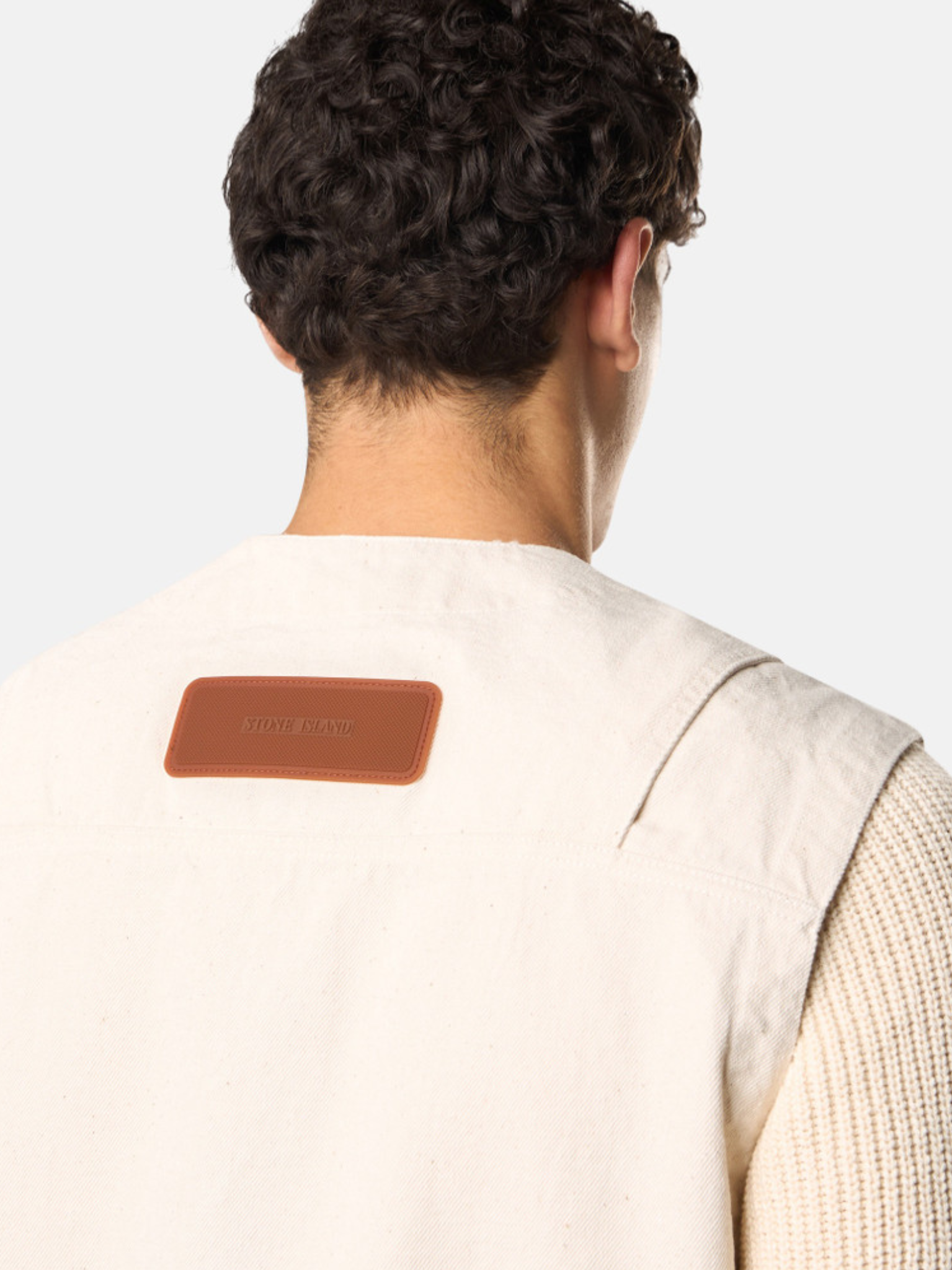 STONE ISLAND V-neck Button Fastening Gilet Beige