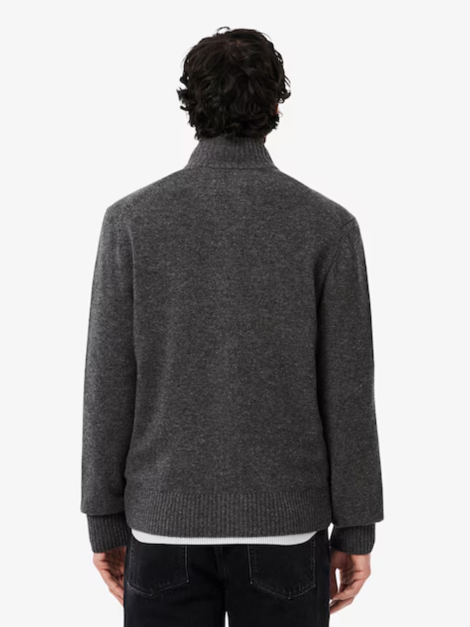 LACOSTE Wool Zipped Sweater Heathered Grey