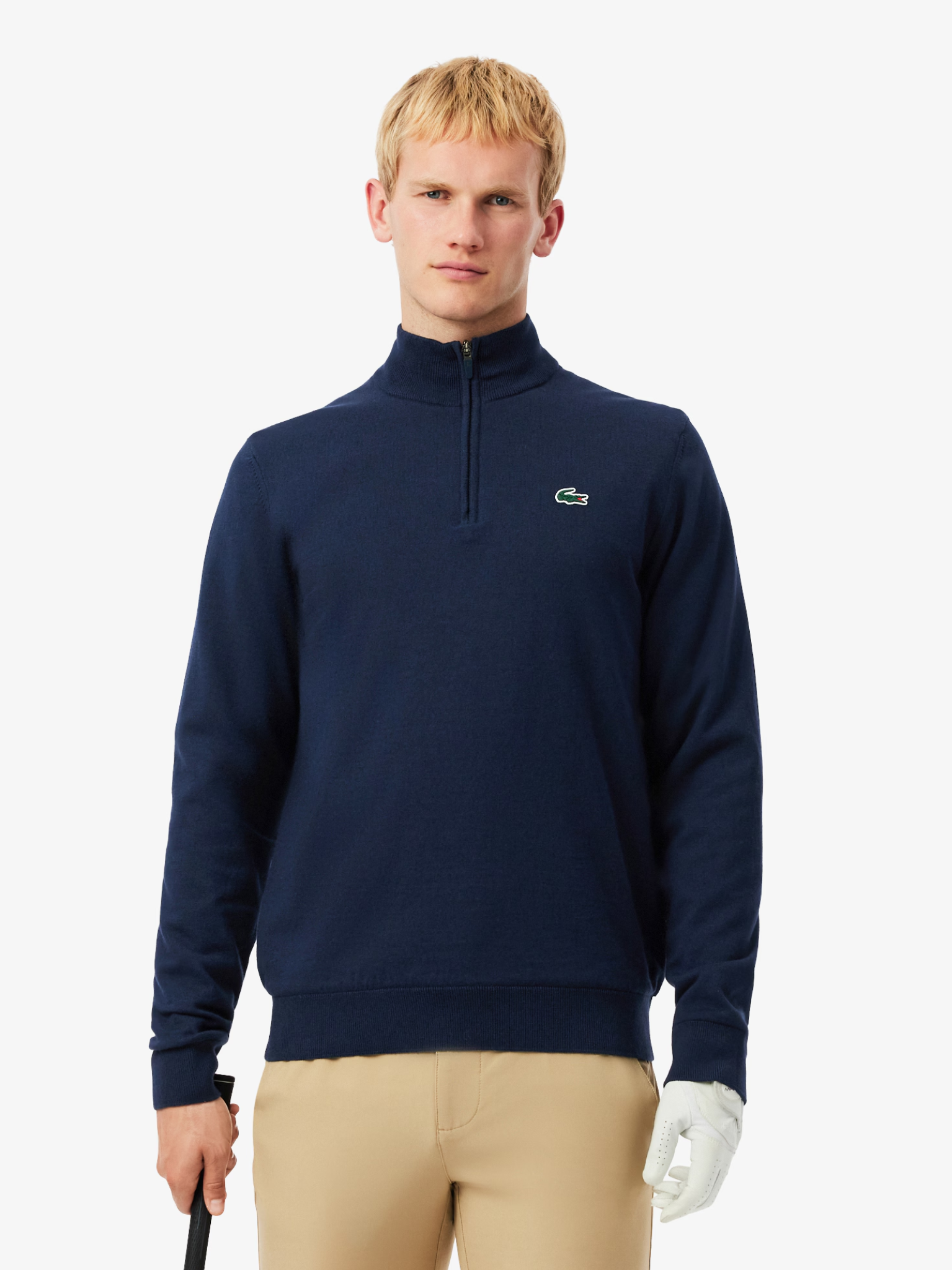 LACOSTE Carded Wool Crew Neck Sweater Black