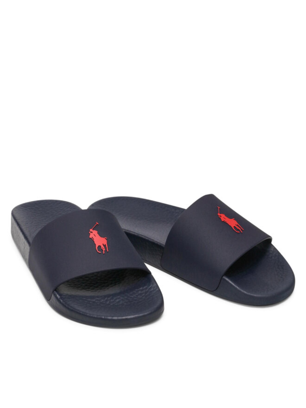 RALPH LAUREN Signature Pony Slides Navy/Red