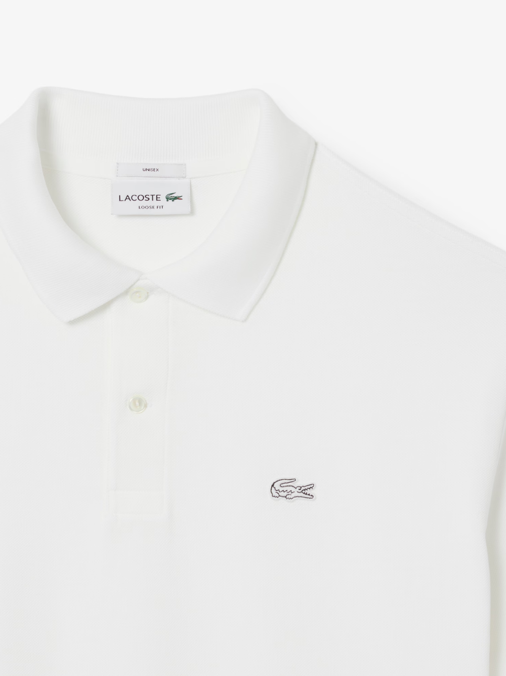 LACOSTE Loose Fit Heavy Piqué Polo Shirt White
