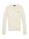 RALPH LAUREN WOMEN Cable-Knit Cotton V-Neck Jumper Cream