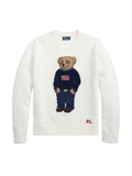 RALPH LAUREN WOMEN Polo Bear Linen-Cotton Crewneck Jumper White