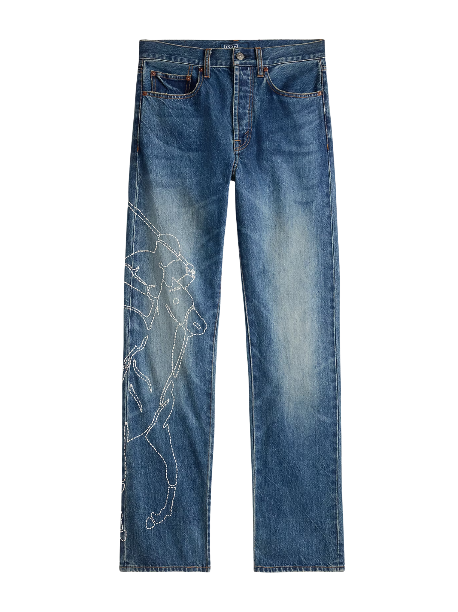 RALPH LAUREN WOMEN Embroidered Relaxed Straight Jeans Junesel Wash