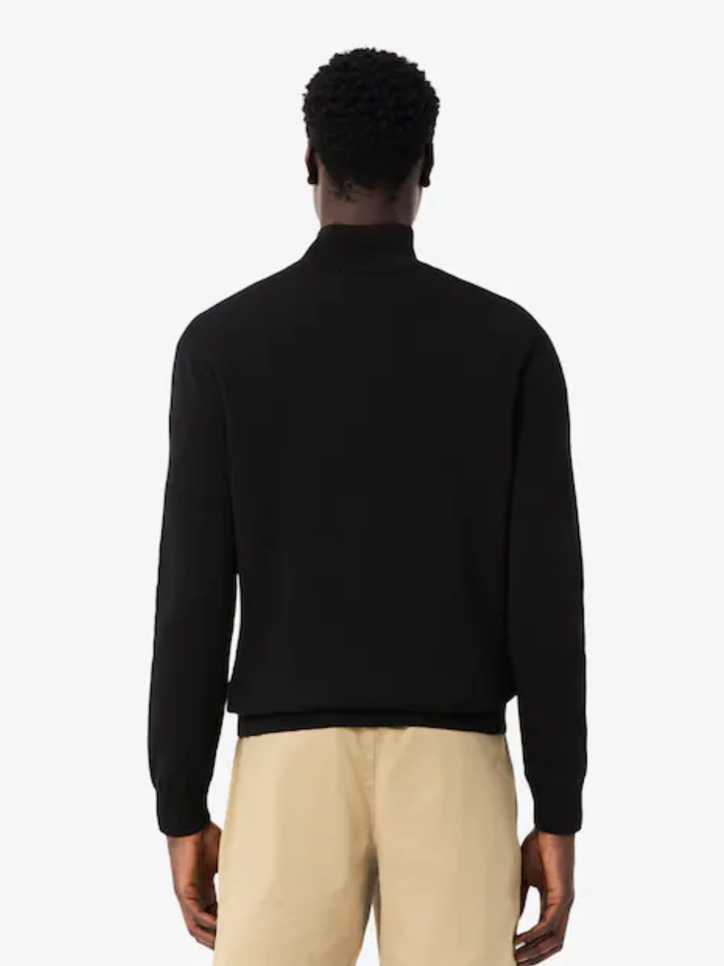 LACOSTE Zipped High Neck Cotton Sweater Black