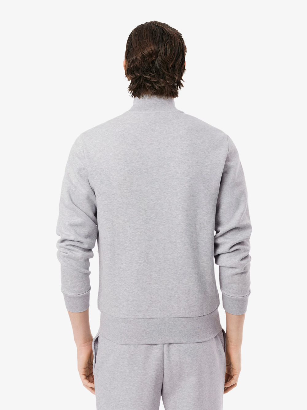 LACOSTE Zip-Up High Neck Fleece Sweatshirt Grey