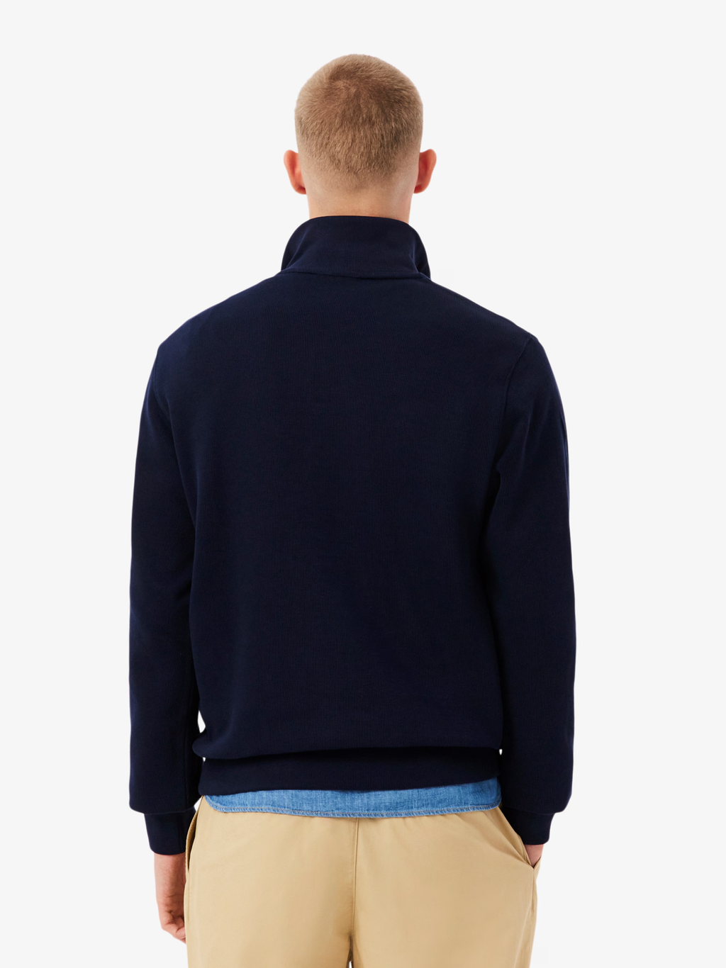 LACOSTE Zip-Up High Neck Interlock Sweatshirt Midnight Blue