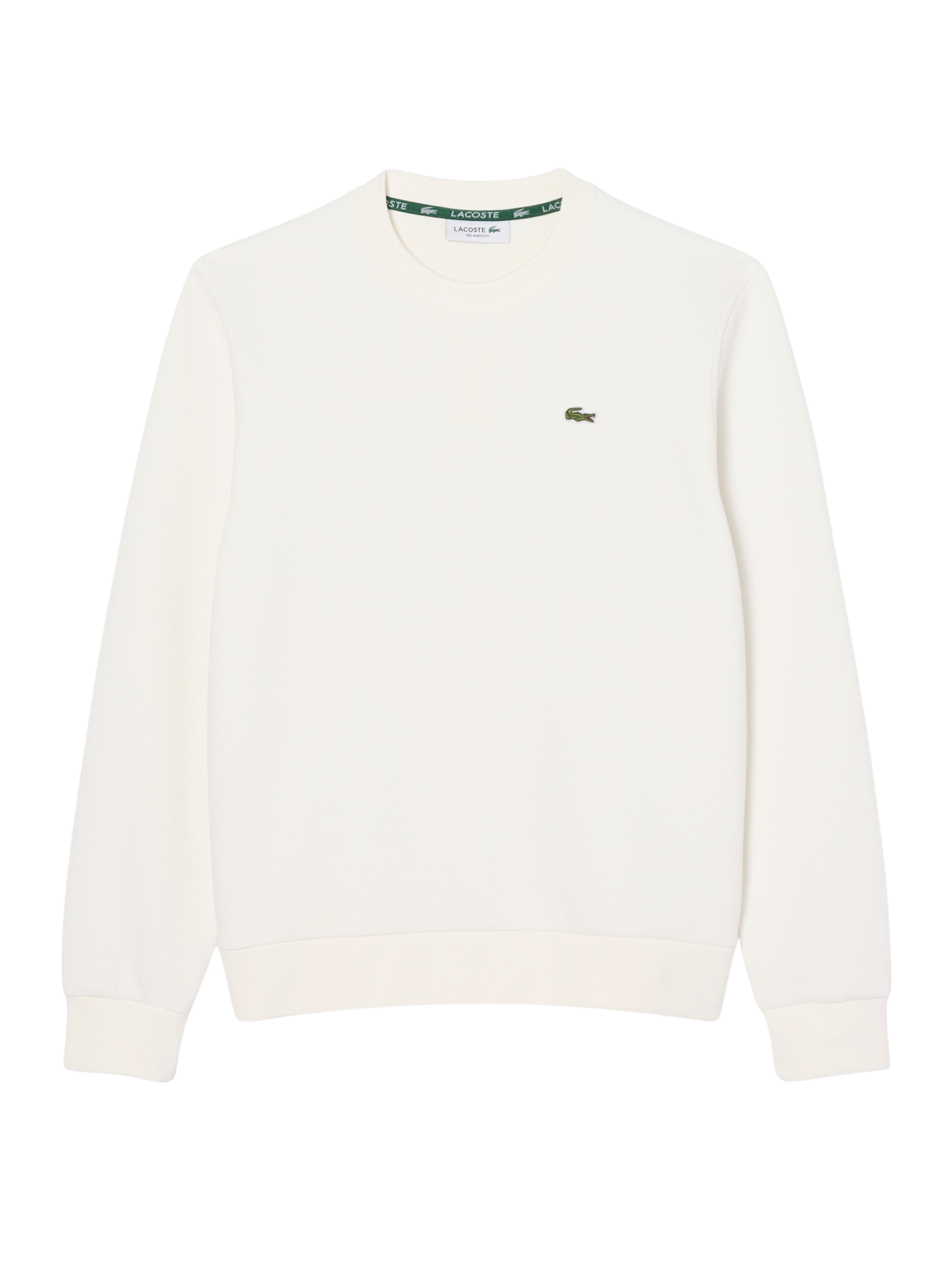 LACOSTE WOMEN Relaxed Fit Piqué Crew Neck Sweatshirt White