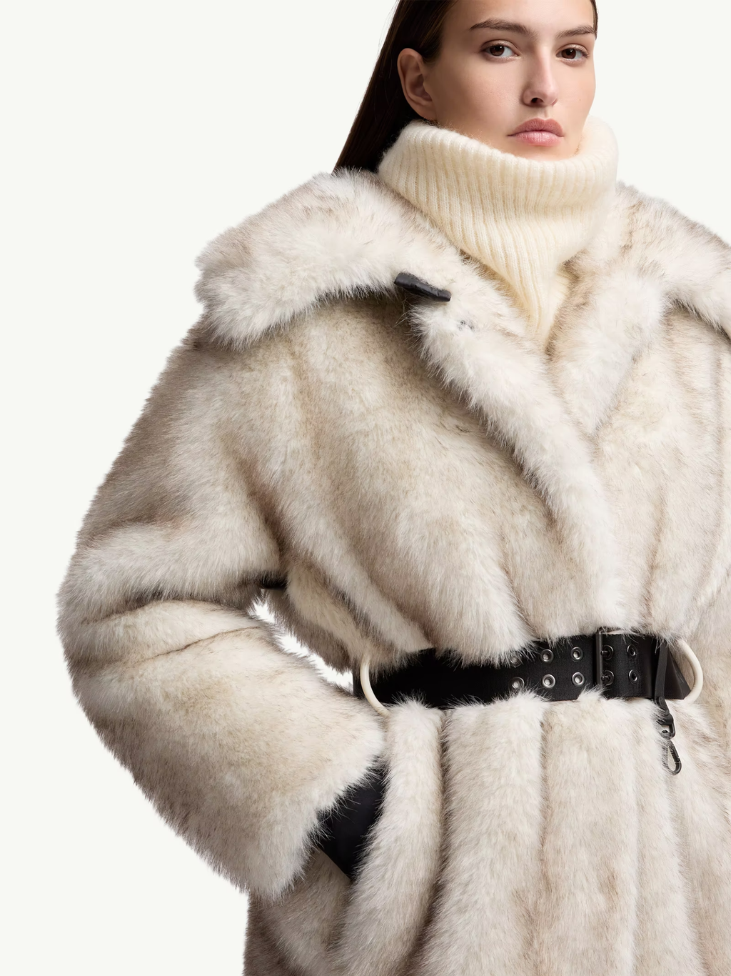 MONCLER GRENOBLE WOMEN Arly Belted Textured Down Coat Ice Grey