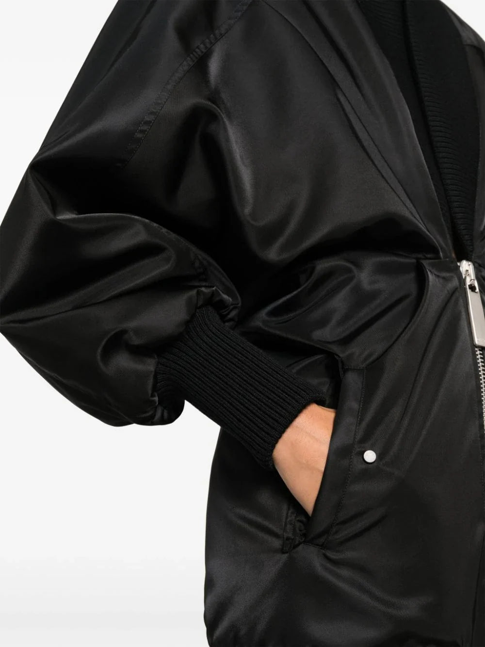 OFF-WHITE WOMEN NY Puff Sleeves Zipped Minidress Black