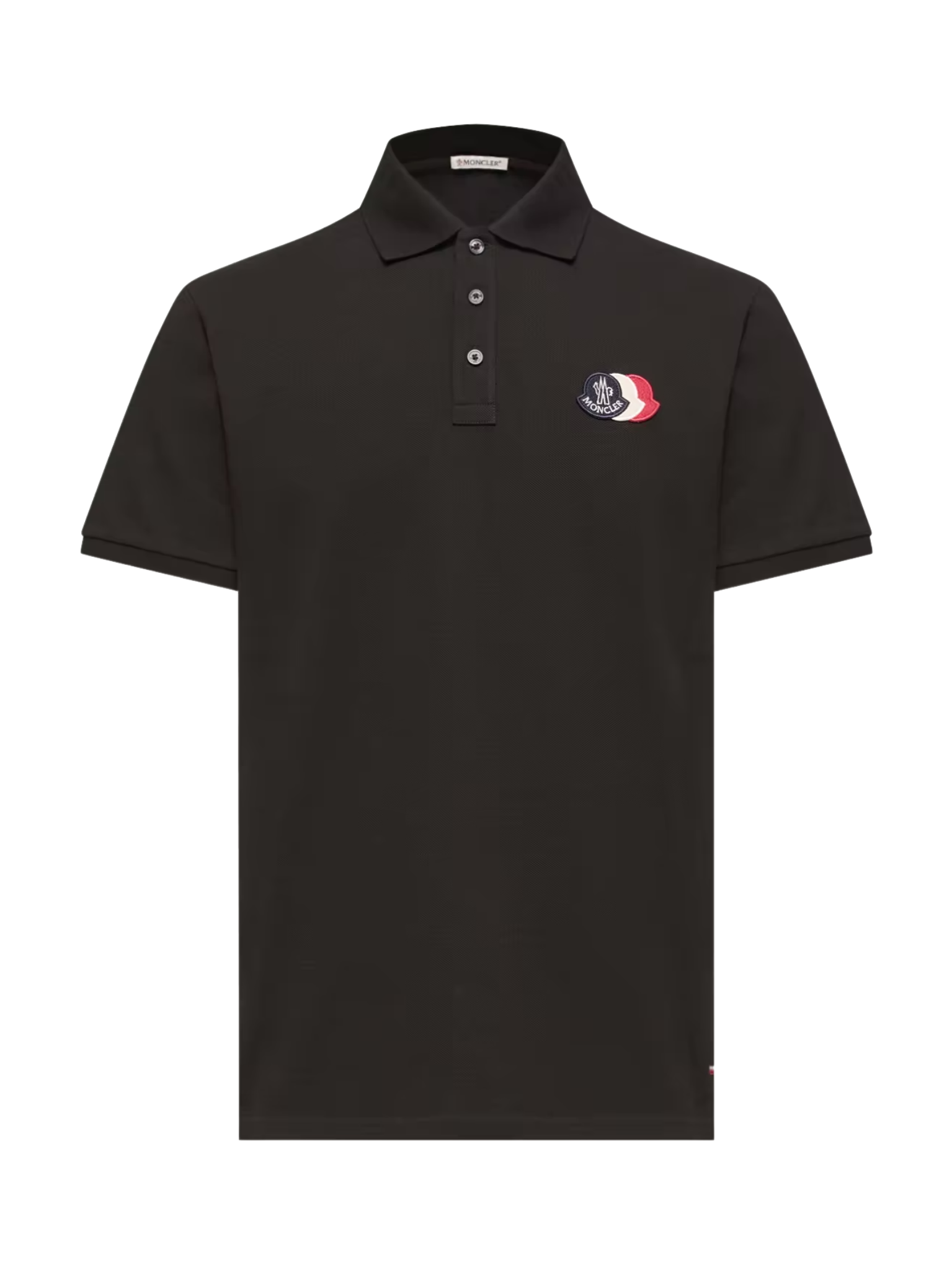 MONCLER Logo Patch Cotton Piquet Polo Shirt Black