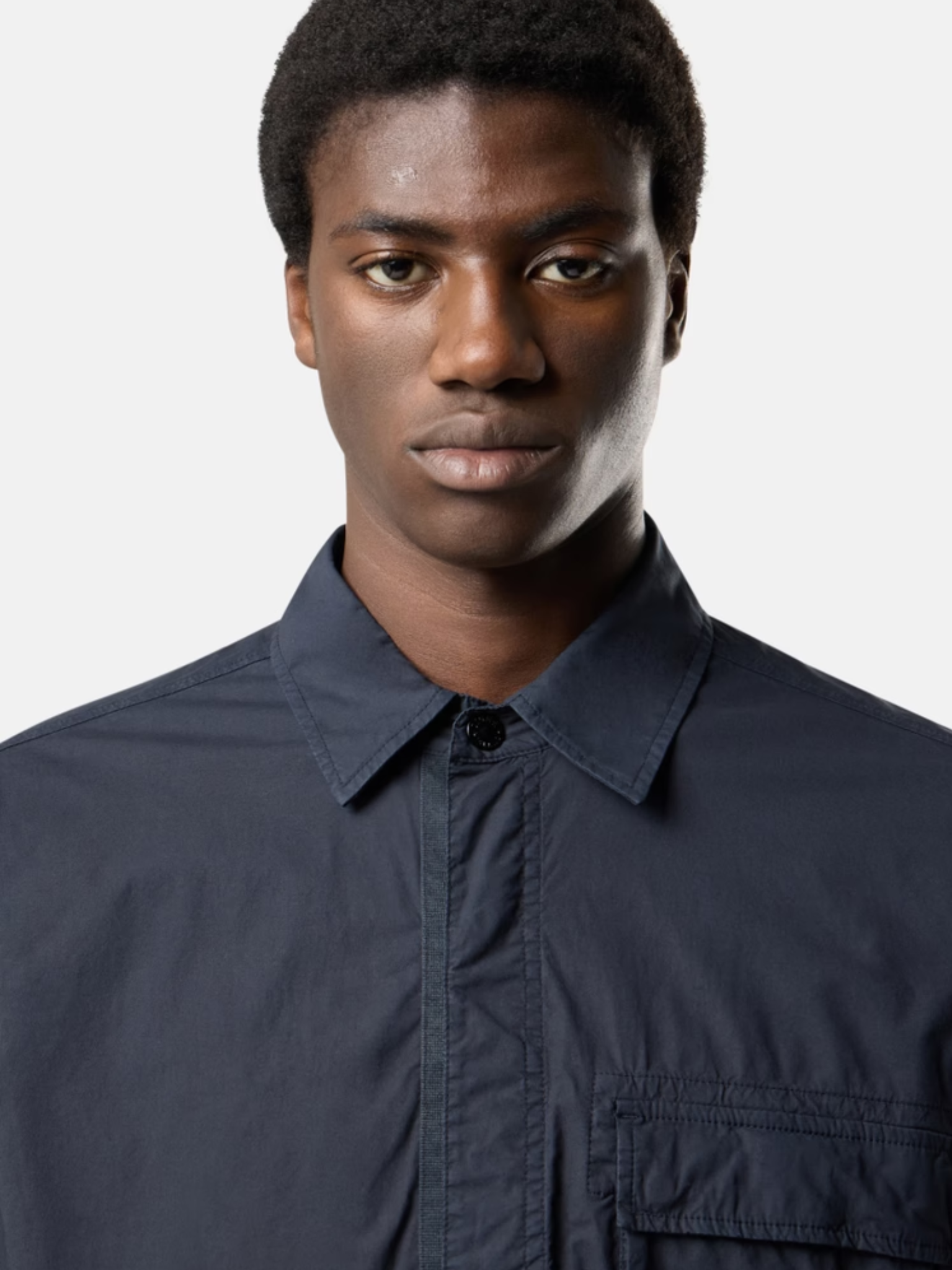 STONE ISLAND Stretch Cotton Tela 'Paracadute' Overshirt Navy Blue