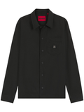 HUGO Enaso Oversized-Fit Shirt With Stacked-Logo Badge Black