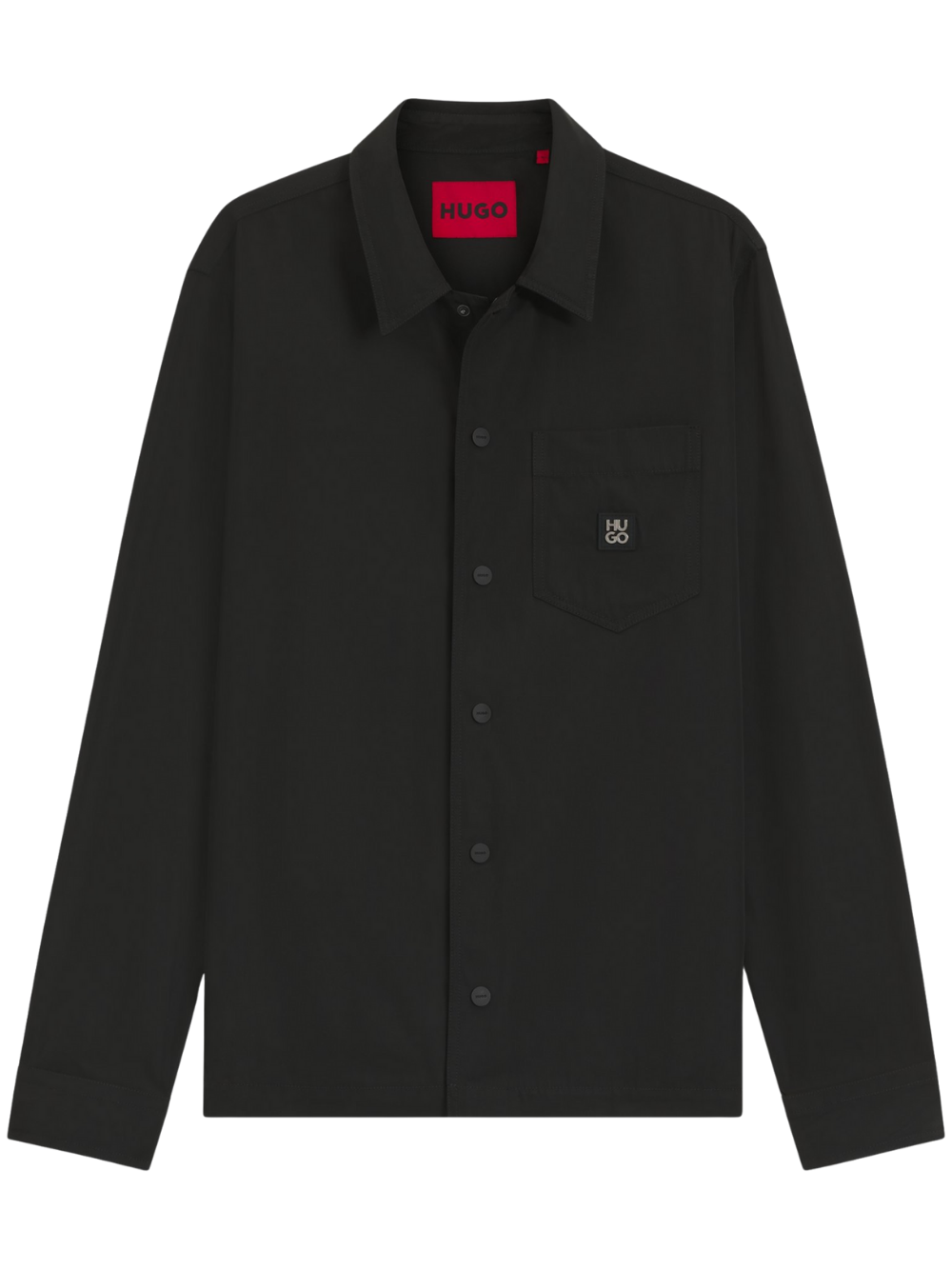 HUGO Enaso Oversized-Fit Shirt With Stacked-Logo Badge Black