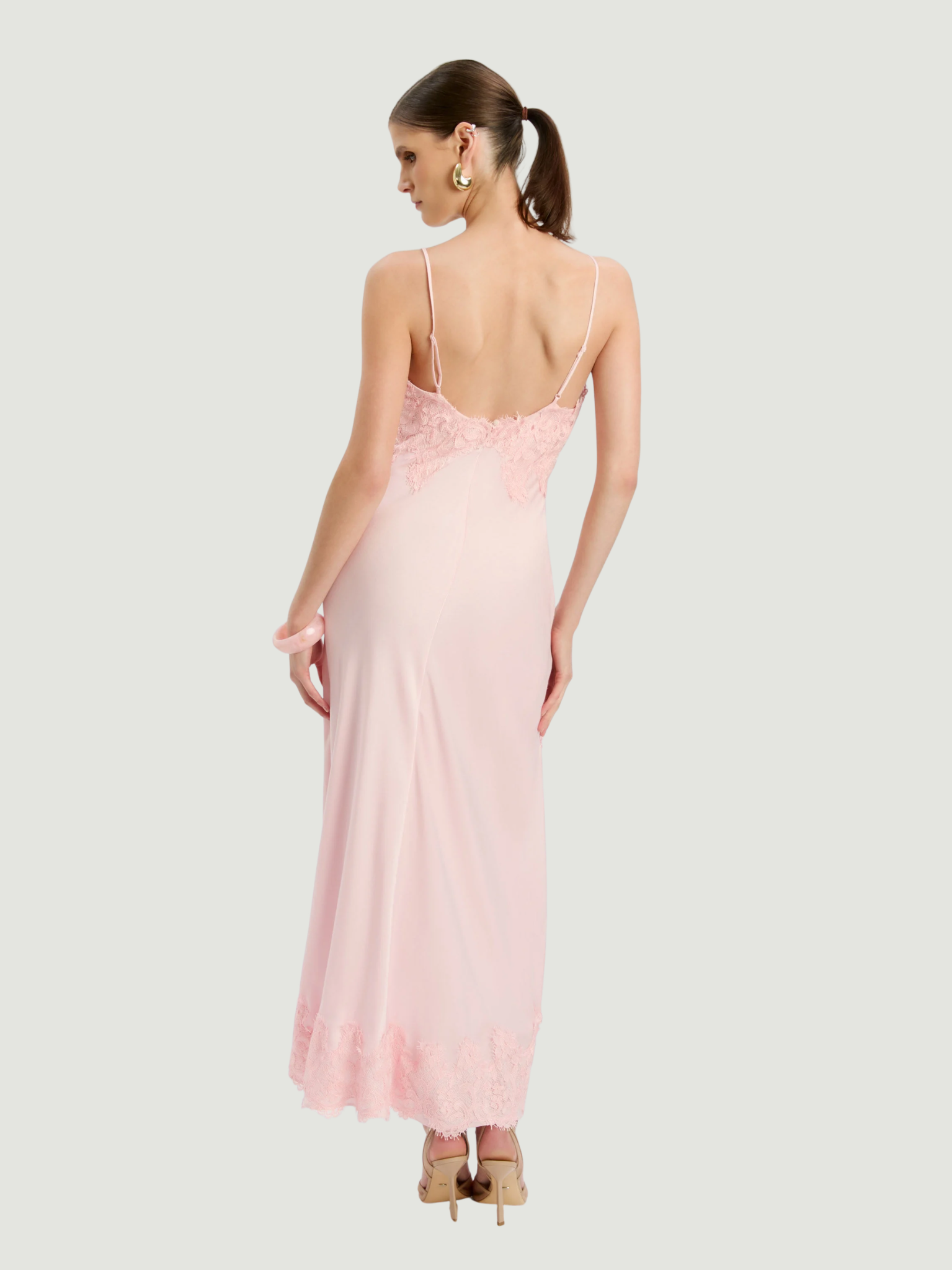 BARDOT WOMEN Alerie Lace Satin Maxi Dress Petal Pink