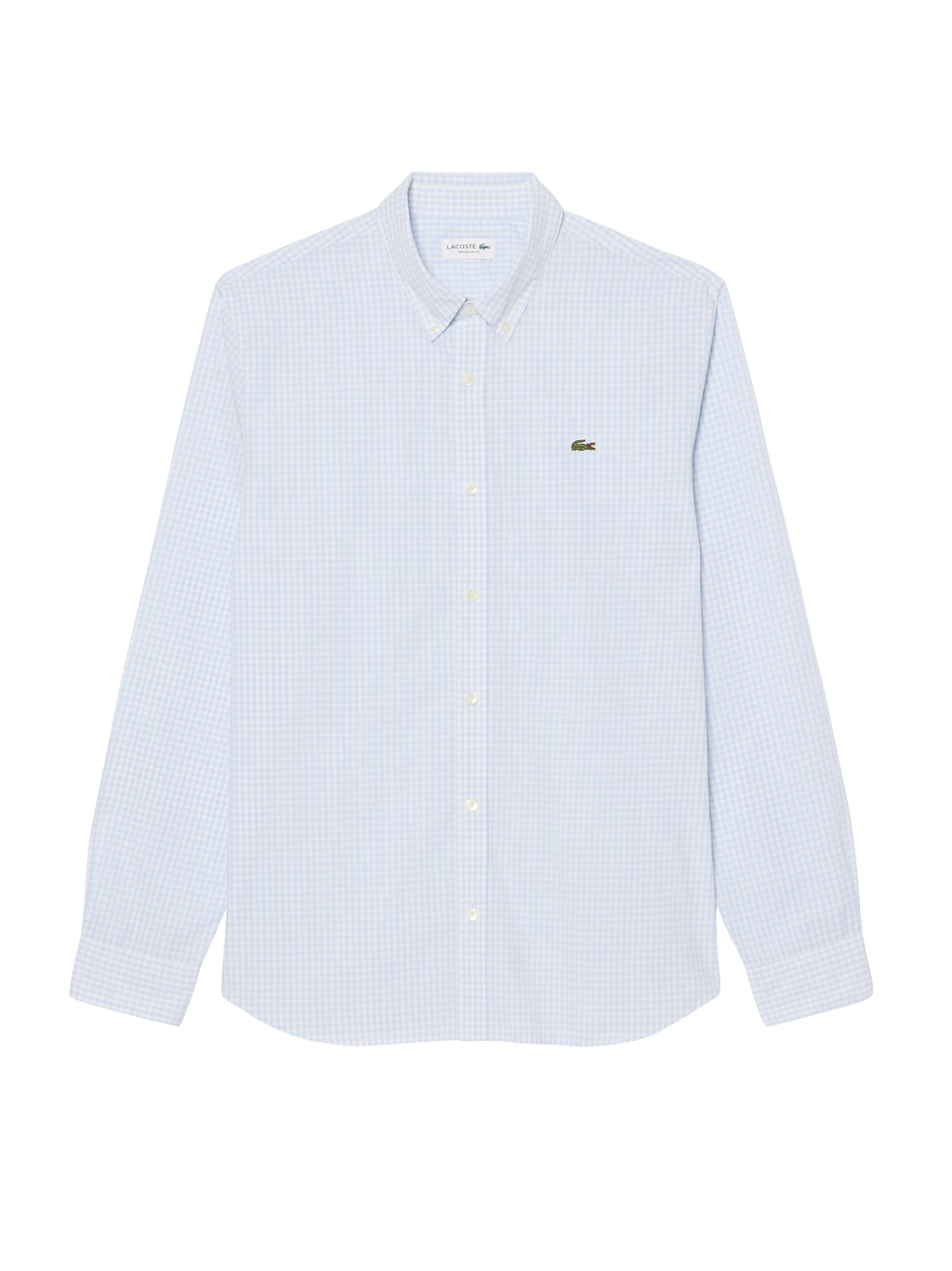 LACOSTE Regular Fit Lightweight Poplin Plaid Shirt White/Light Blue