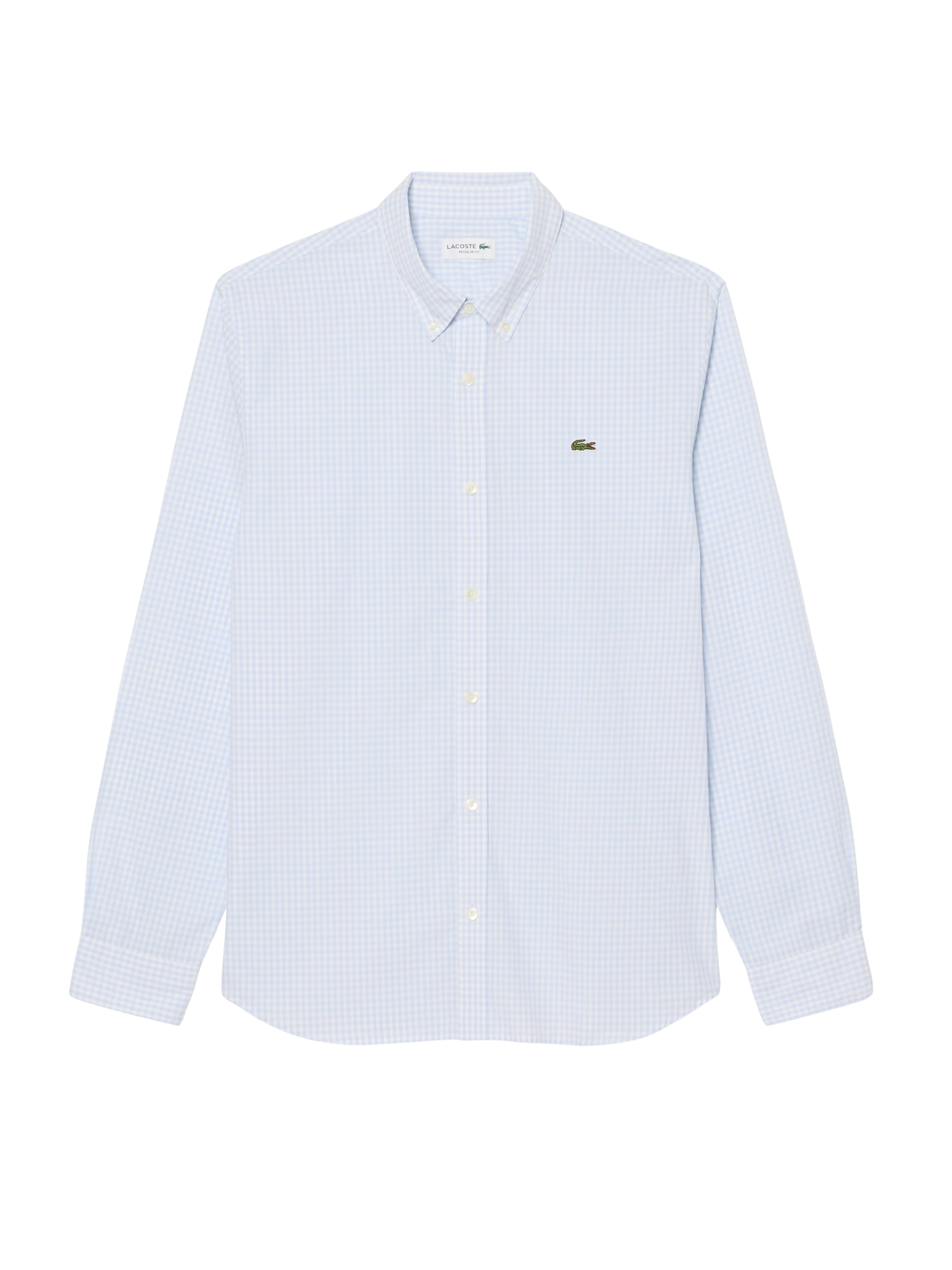 LACOSTE Regular Fit Lightweight Poplin Plaid Shirt White/Light Blue