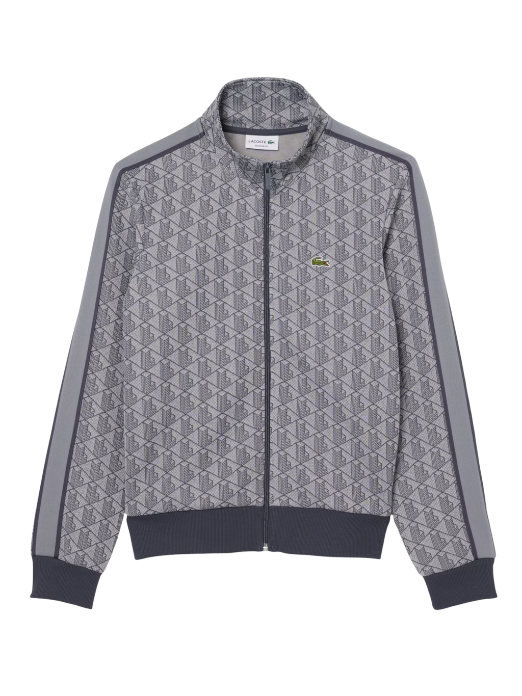 LACOSTE Paris Zip-Up Jacquard Track Jacket Grey