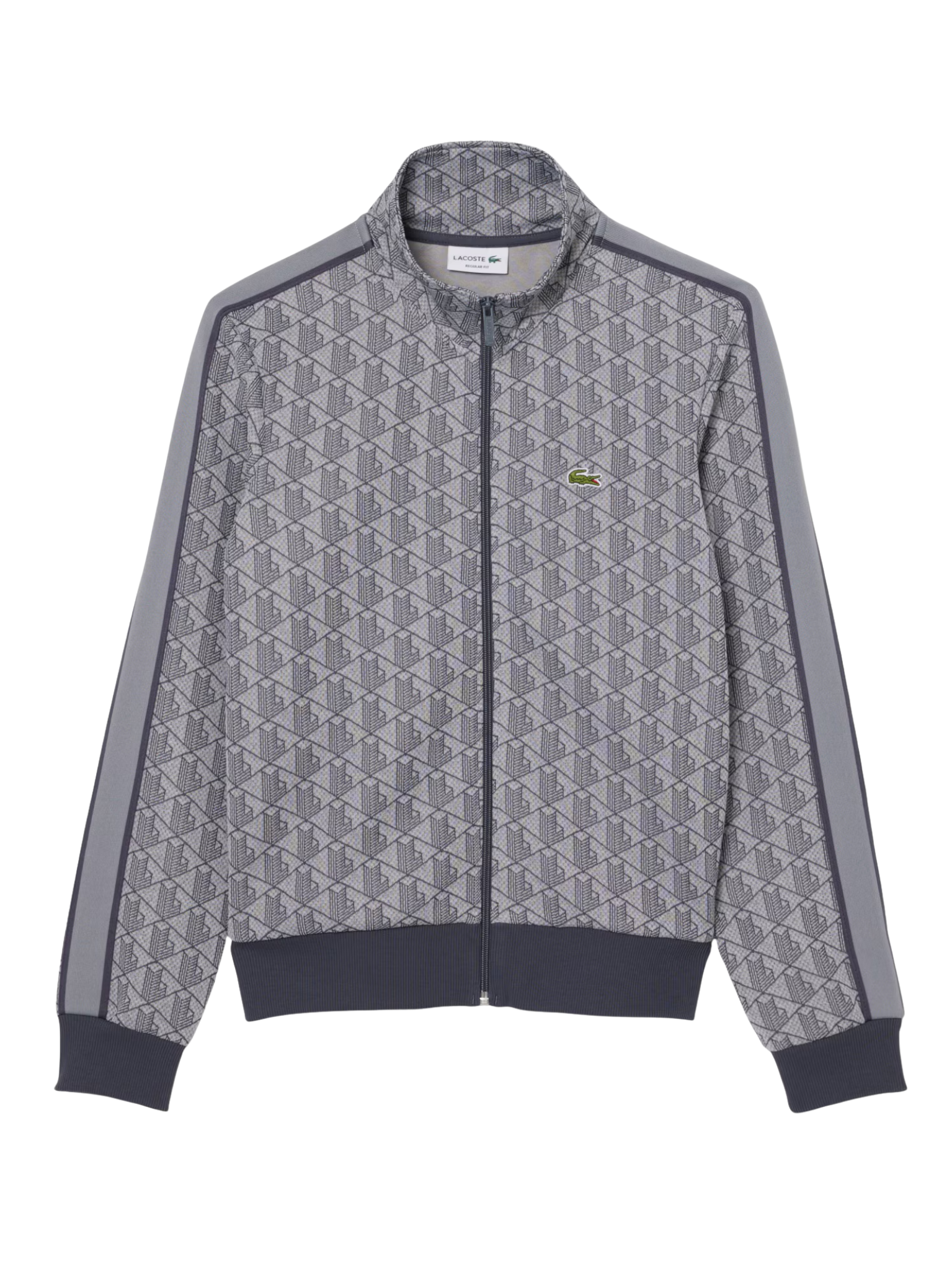 LACOSTE Paris Zip-Up Jacquard Track Jacket Grey