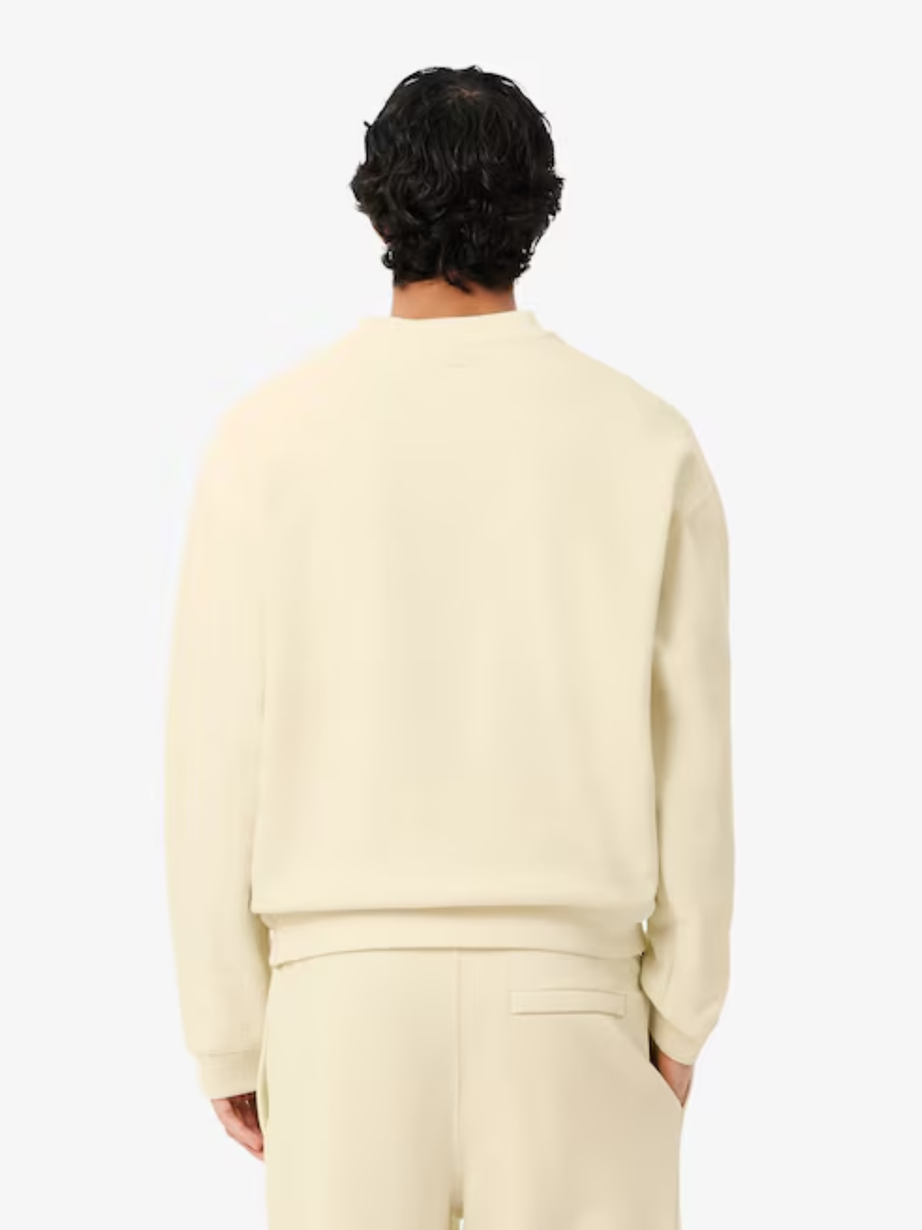 LACOSTE Double Face Piqué Badge Sweatshirt Lemon Beige