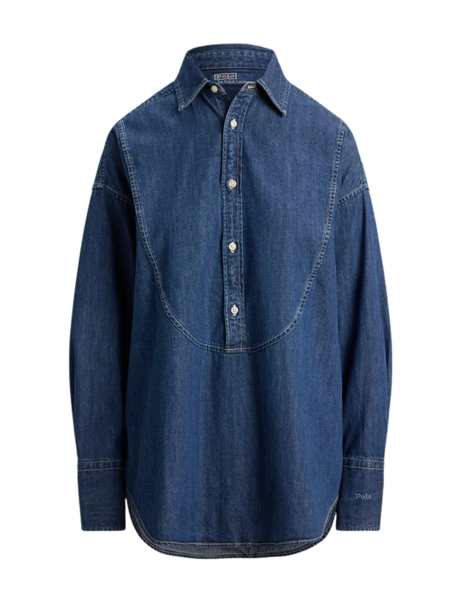 RALPH LAUREN WOMEN Denim Tuxedo Shirt Linden Wash