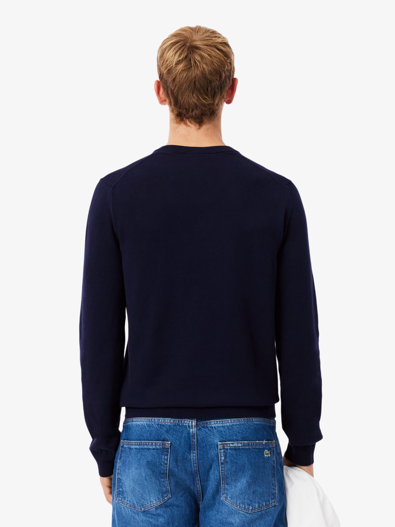LACOSTE Monochrome Cotton V-neck Sweater Midnight Blue