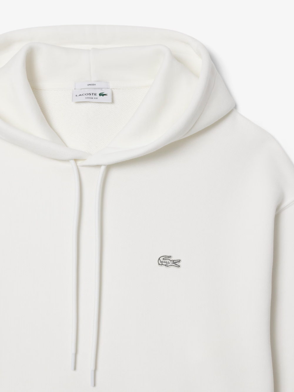 LACOSTE Heavy Fleece Hoodie White