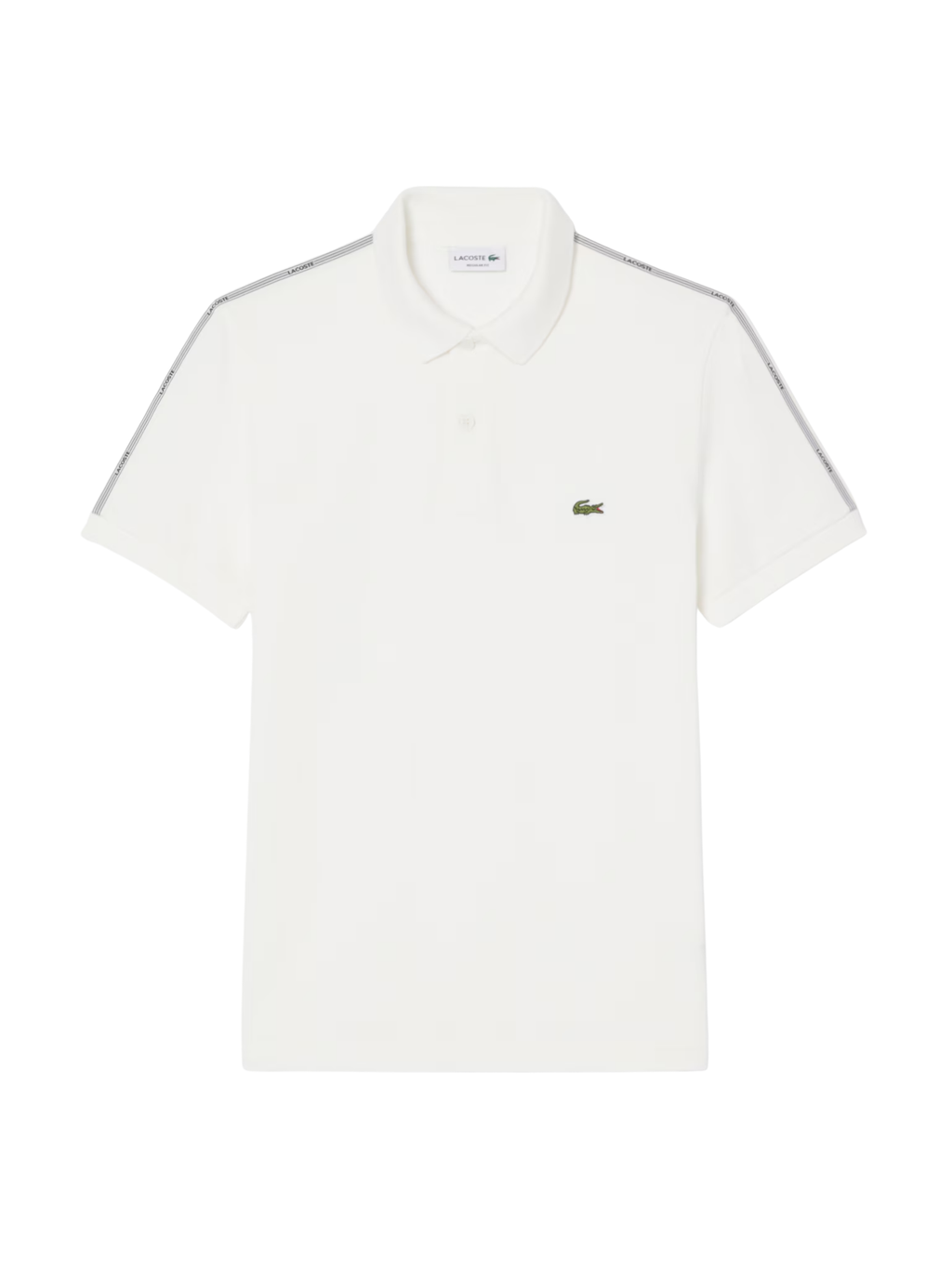 LACOSTE Regular Fit Logo Stripe Polo Shirt White