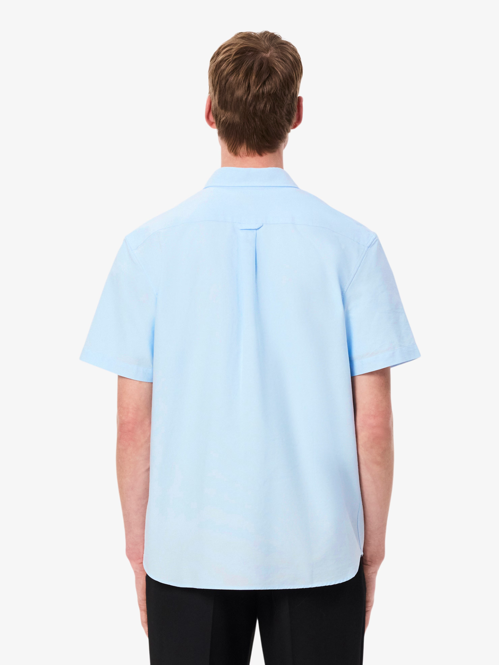 LACOSTE Regular Fit Short Sleeved Oxford Shirt Light Blue