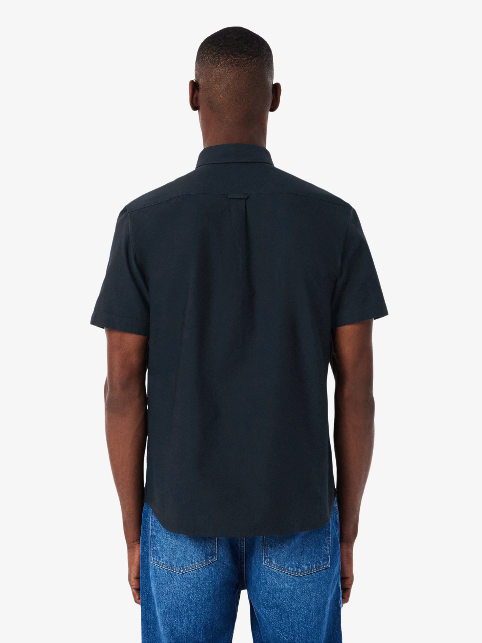 LACOSTE Regular Fit Short Sleeved Oxford Shirt Navy Blue