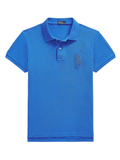 RALPH LAUREN WOMEN Beaded Big Pony Polo Shirt Gala Blue