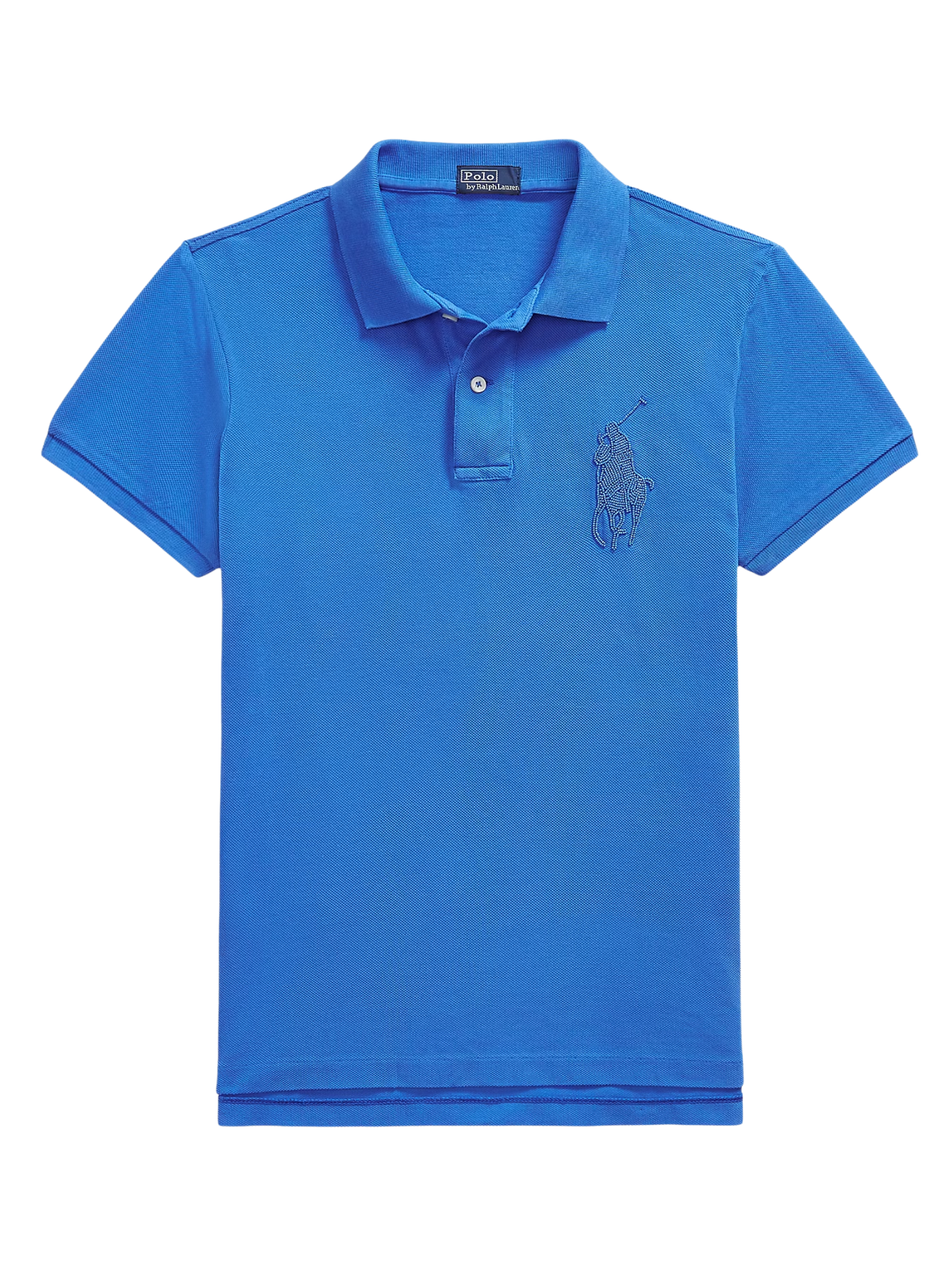 RALPH LAUREN WOMEN Beaded Big Pony Polo Shirt Gala Blue