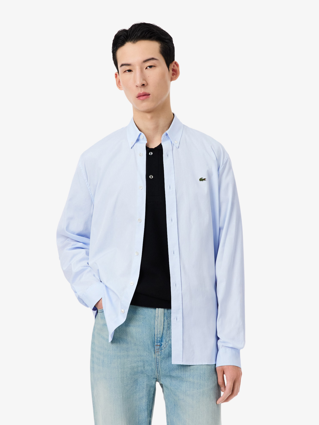 LACOSTE Regular Fit Cotton Shirt Pale Blue