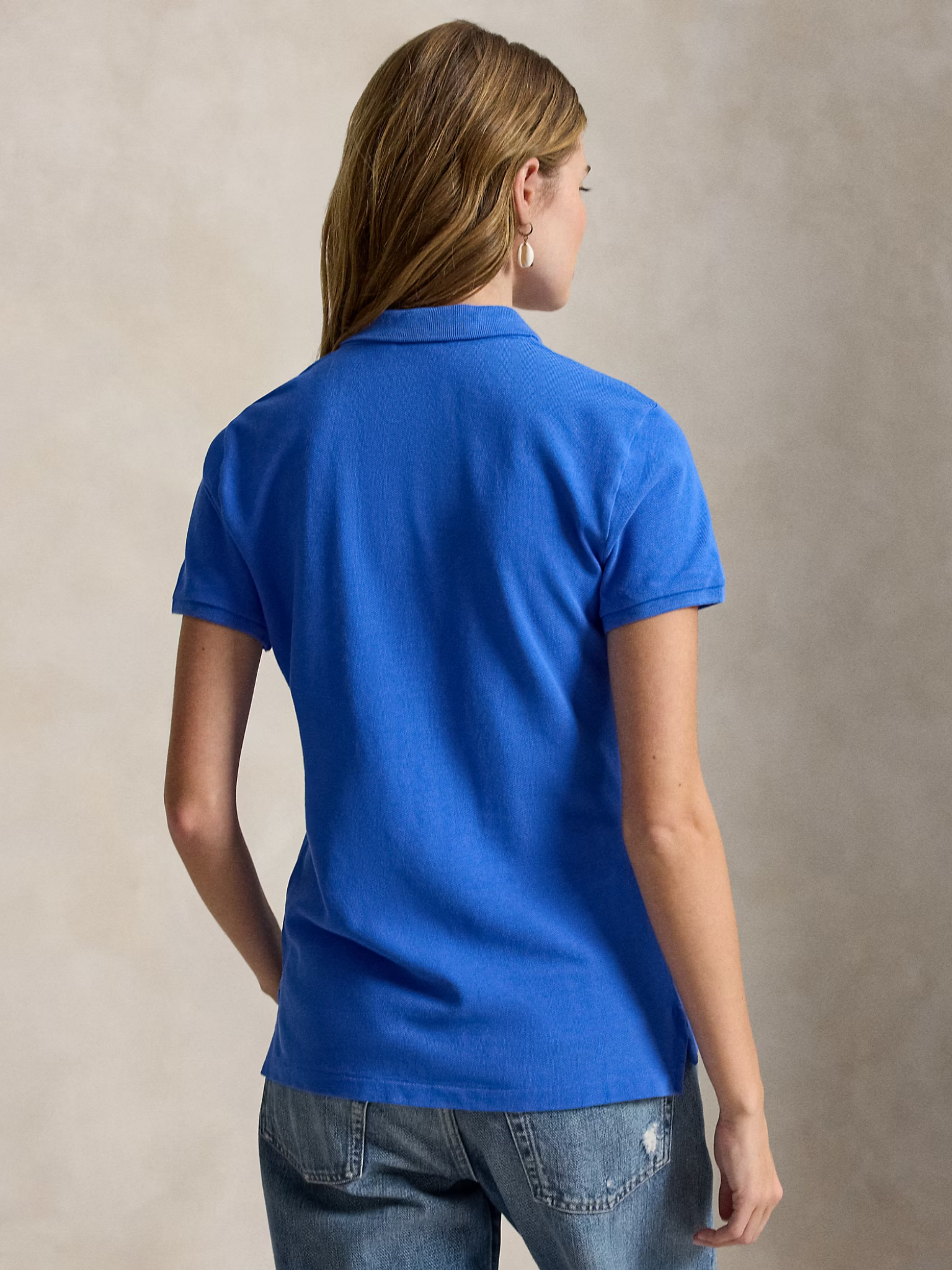 RALPH LAUREN WOMEN Beaded Big Pony Polo Shirt Gala Blue