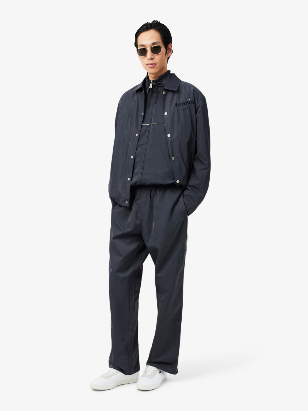 LACOSTE Water-Repellent Trim Accent Track Jacket Dark Grey